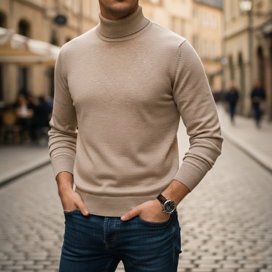 Pull-over en tricot à col roulé pour homme