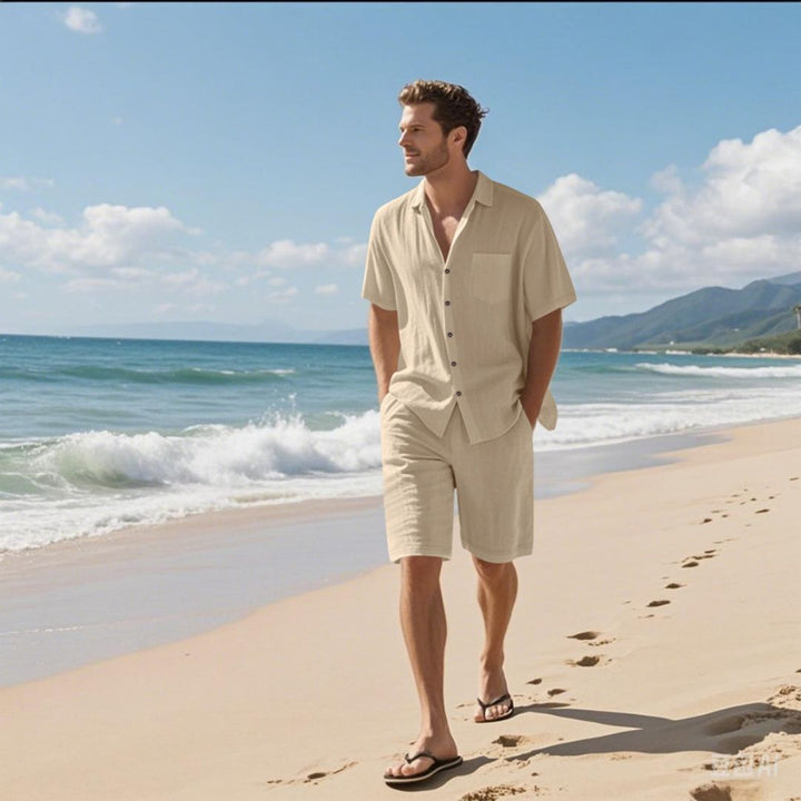 Herren Leinen Kurzarm Sommer Set | Vestea