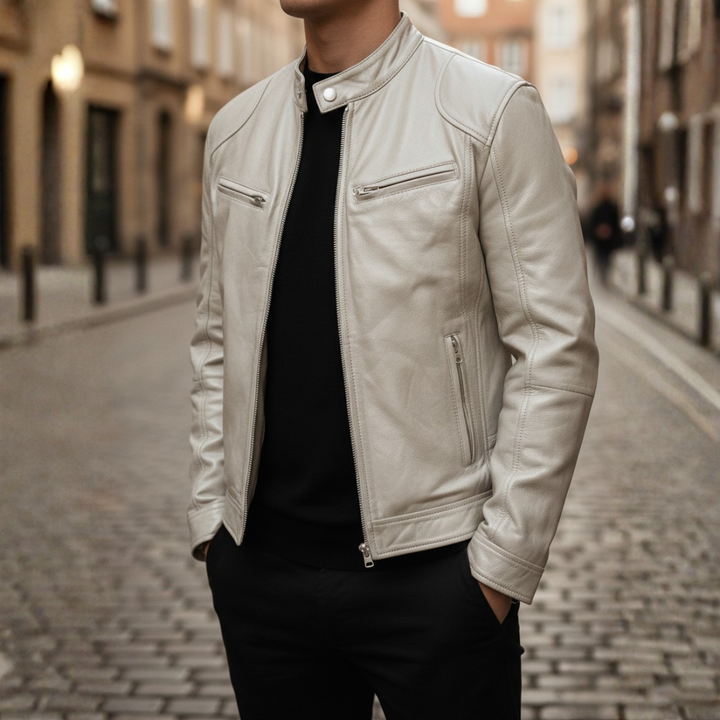 Men Faux Leather Slim Biker Moto Jacket