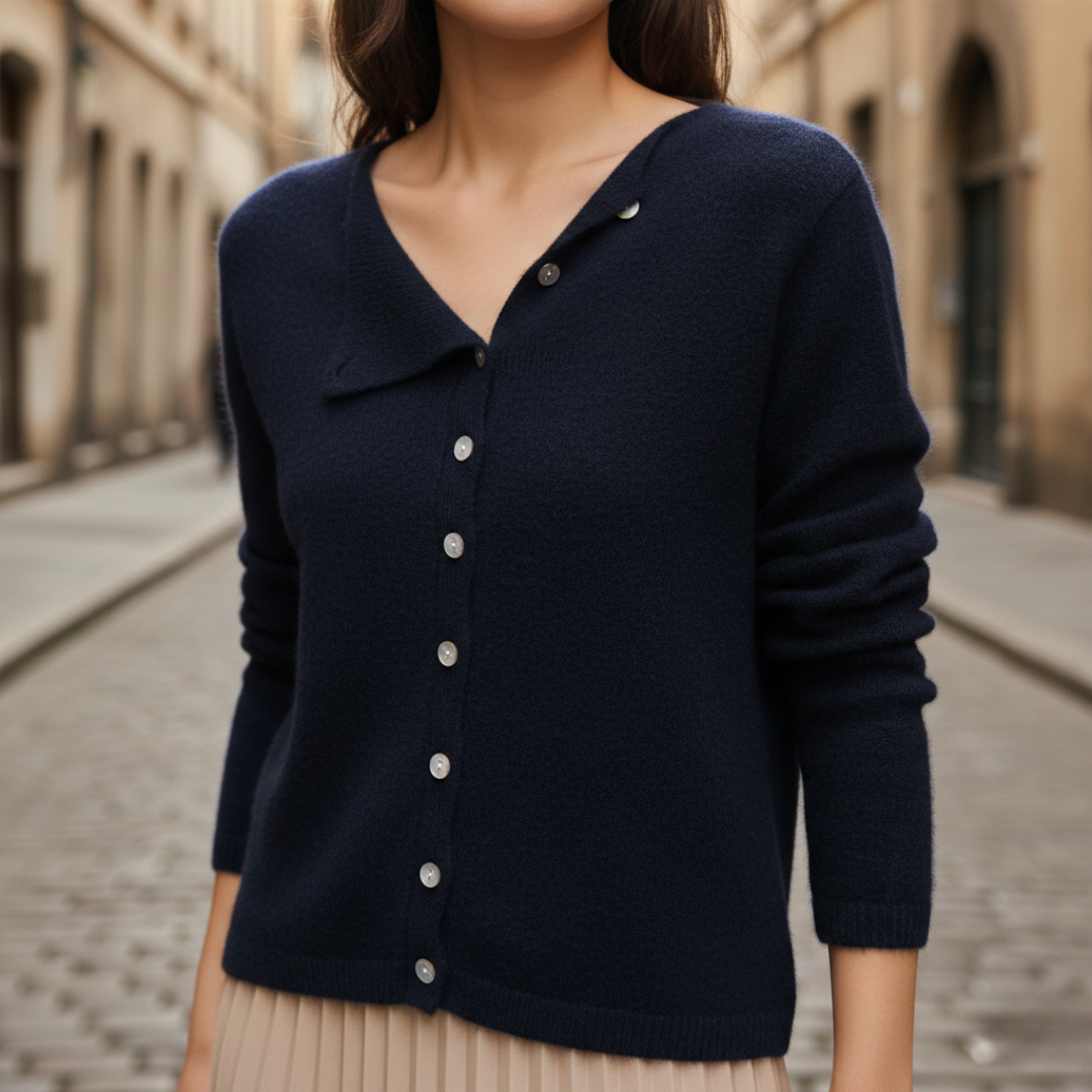 Cardigan en laine tricotée à manches longues pour femme avec boutons latéraux