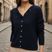 Cardigan Sweater Wool Knit Side Button Long Sleeve Women