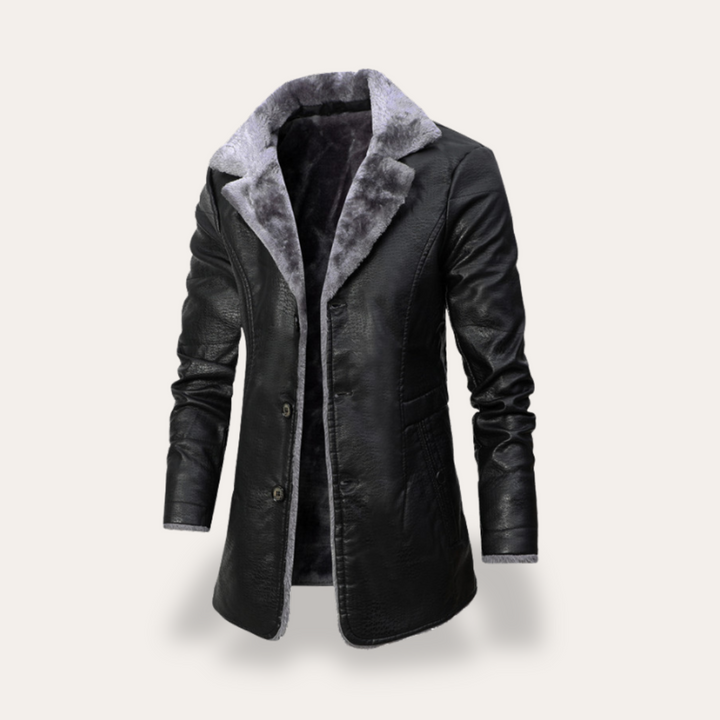Lederjacke mit Kunstfellkragen für Herren | Vestea