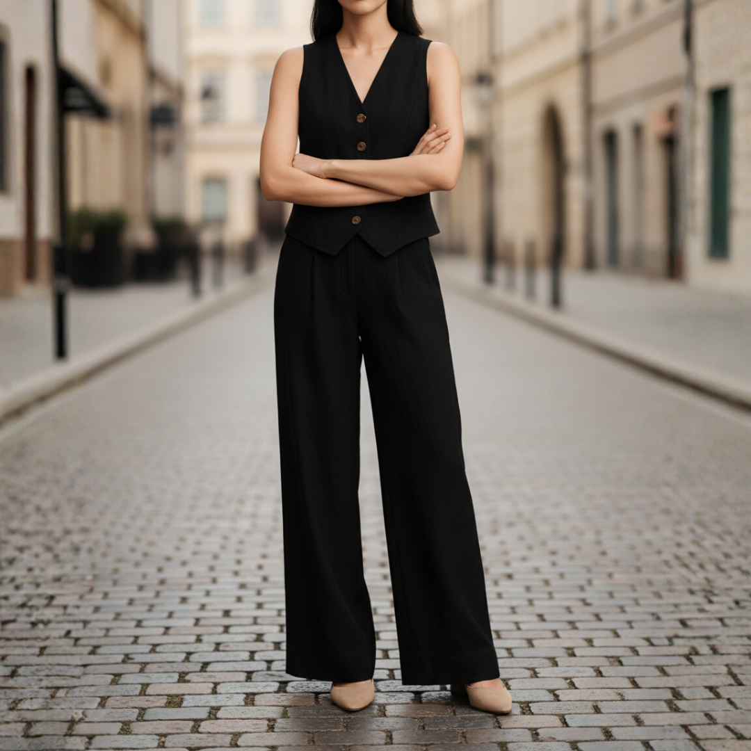 Komplett-Set für Damen aus Polyester mit Weste und Hose | Vestea