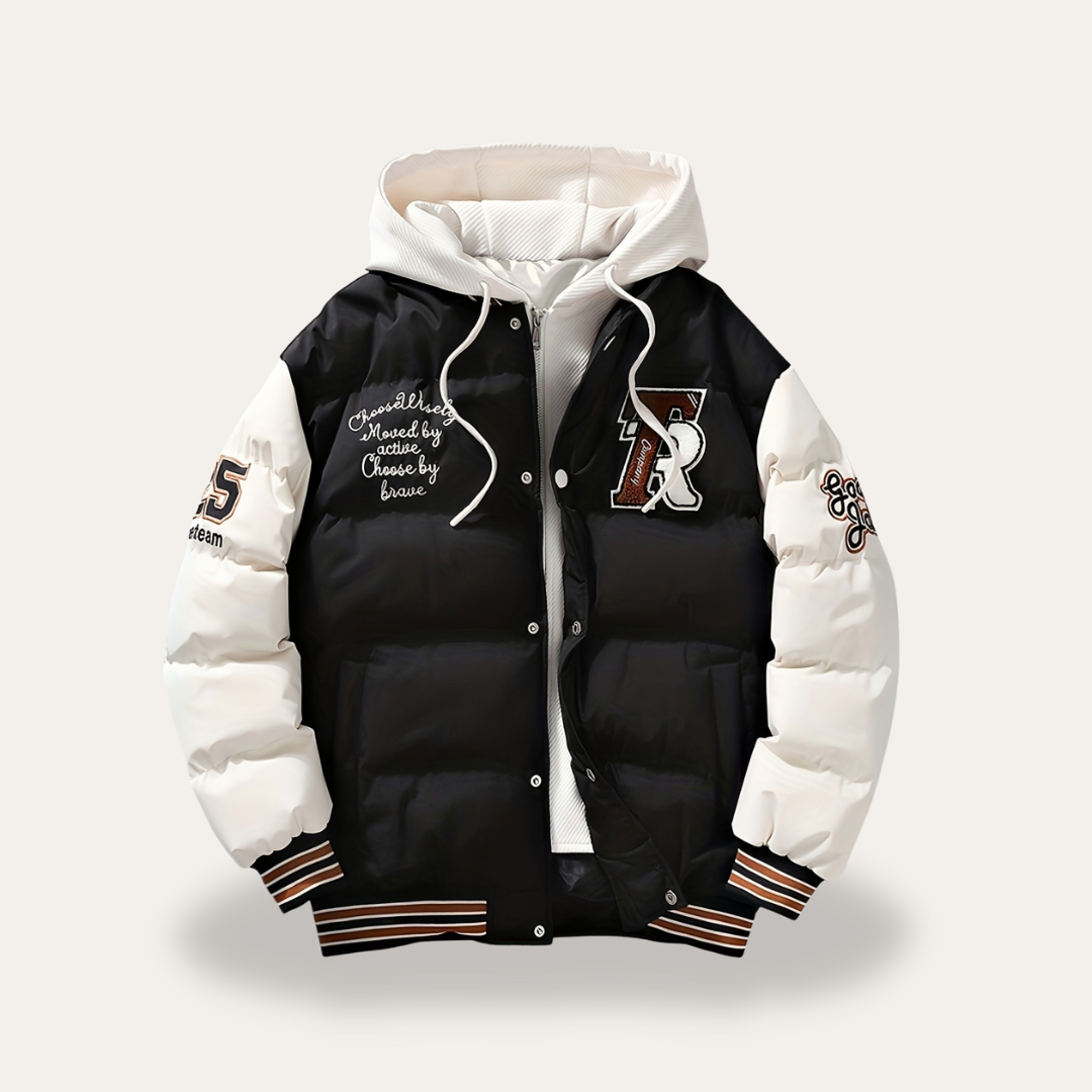Herren Varsity Pufferjacke mit Kapuze | Vestea