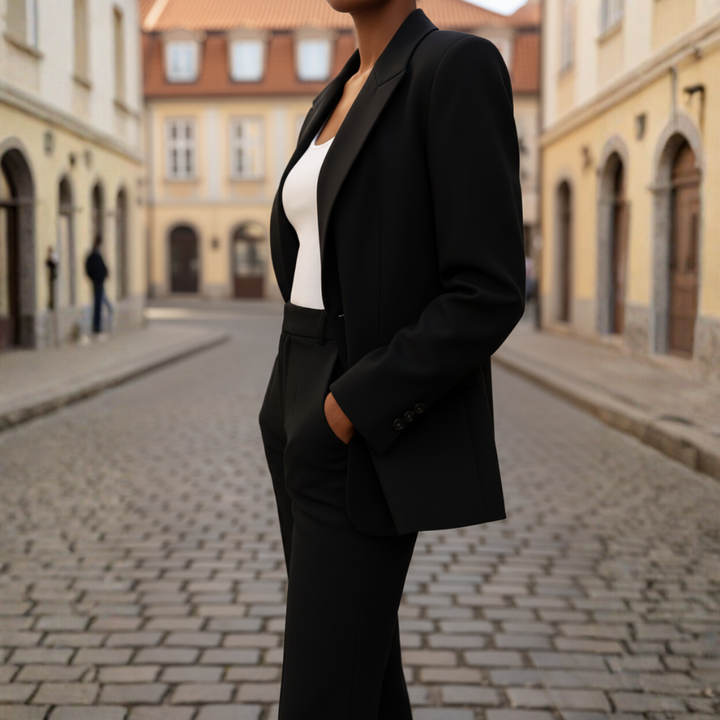Damen Anzug Blazer mit Palazzo Hose | Vestea