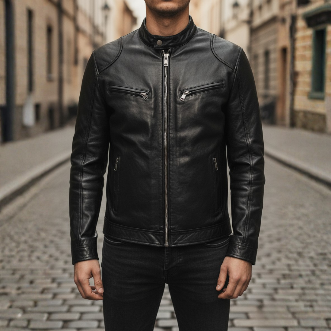 Men Faux Leather Slim Biker Moto Jacket
