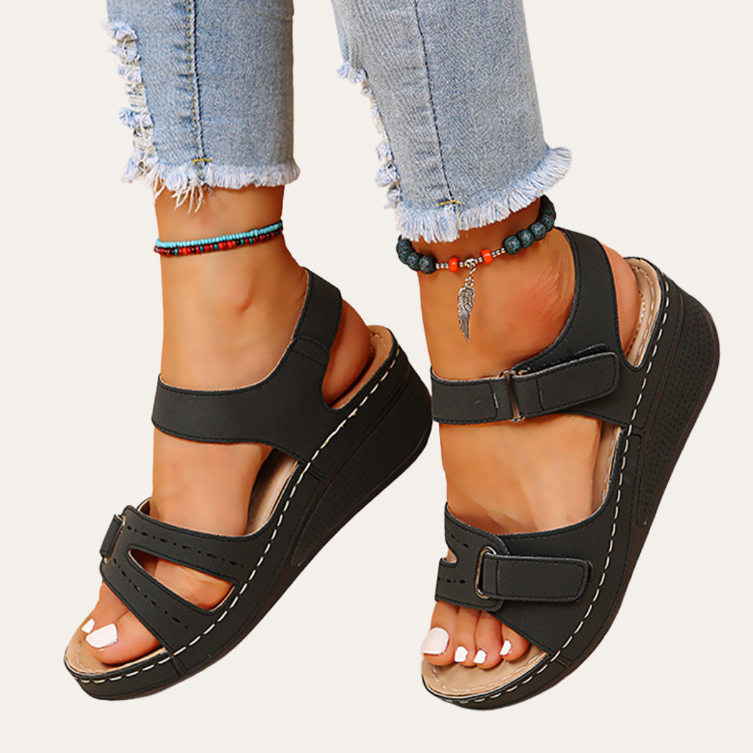Orthopädische Keilsandaletten Damen Leder | Vestea