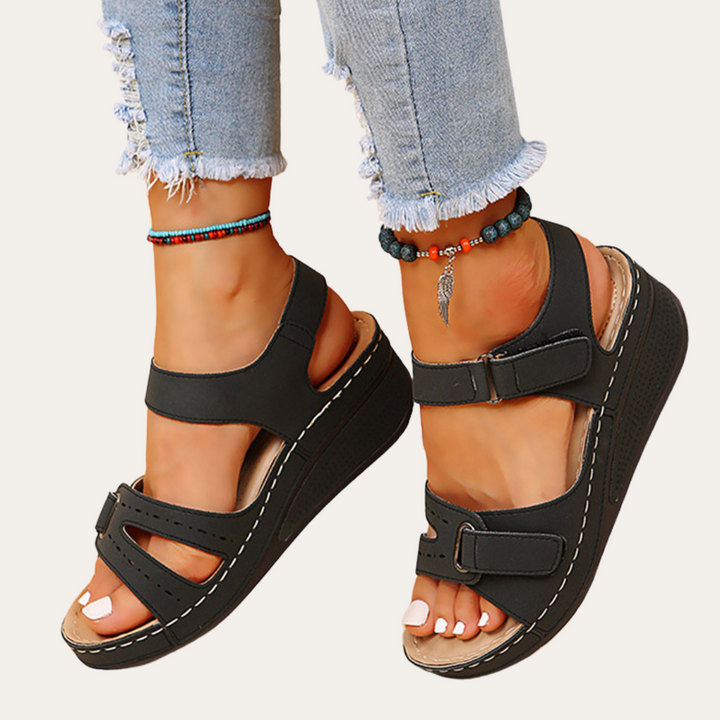 Orthopädische Keilsandaletten Damen Leder | Vestea