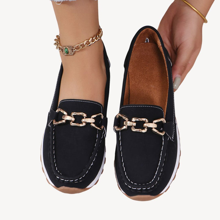 Damen Orthopädische Wildleder-Loafer mit Kette | Vestea