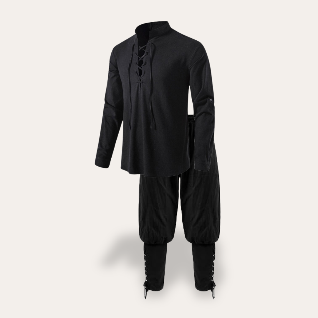 Vestea | Herren Mittelalterliches Baumwoll-Set – Langarm Tunika & Hose