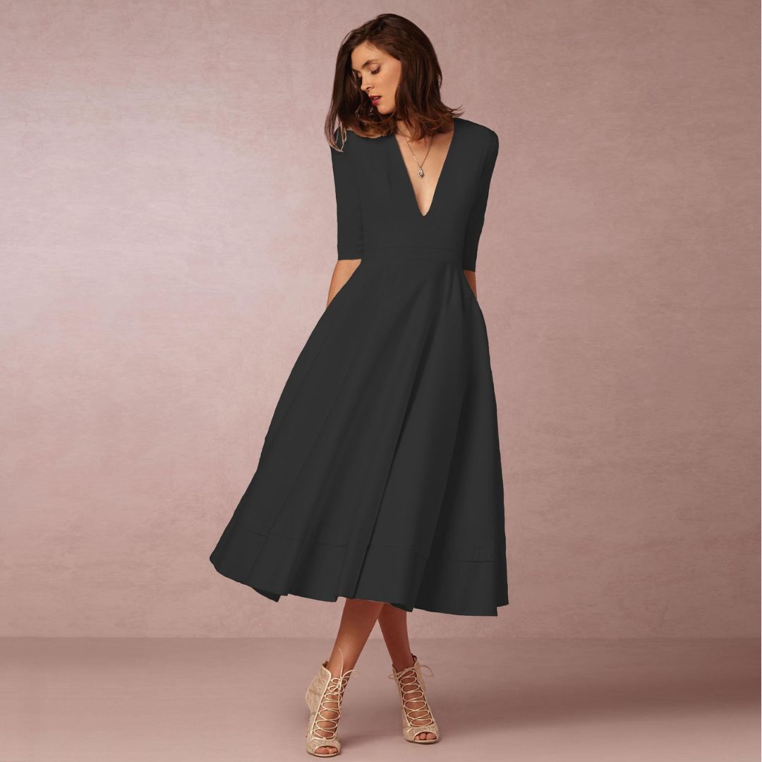 Elegantes Baumwoll Midikleid Damen | Vestea
