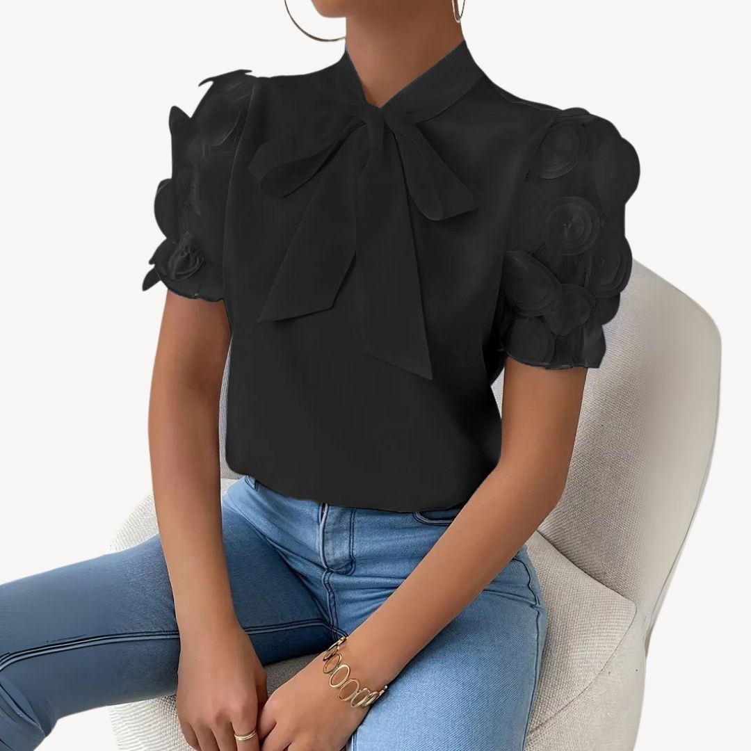 Damen Bluse Chiffon Schleife | Vestea