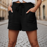 Women Cotton Gauze Drawstring Waist Casual Shorts