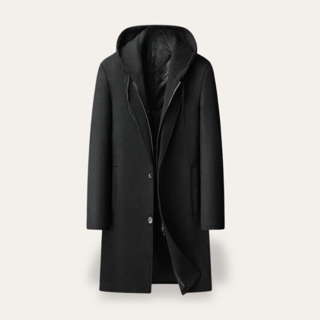 Herren Wollmantel mit Kapuze | Vestea