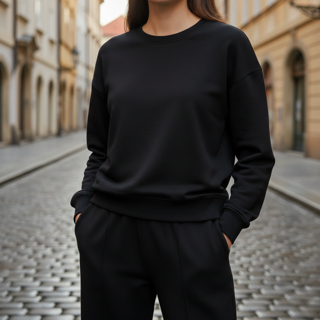 Conjunto de descanso Sudadera con cuello redondo Pantalones de pierna recta para mujer