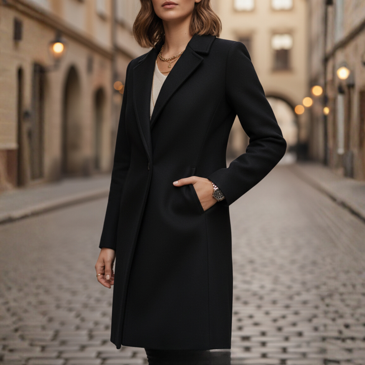 Damen Lange Elegante Jacke aus Stoff | Vestea