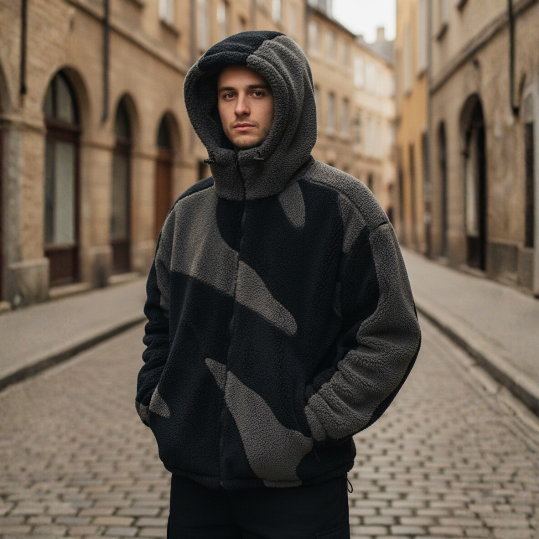 Herren Jacke mit Kapuze und Camouflage Design | Vestea