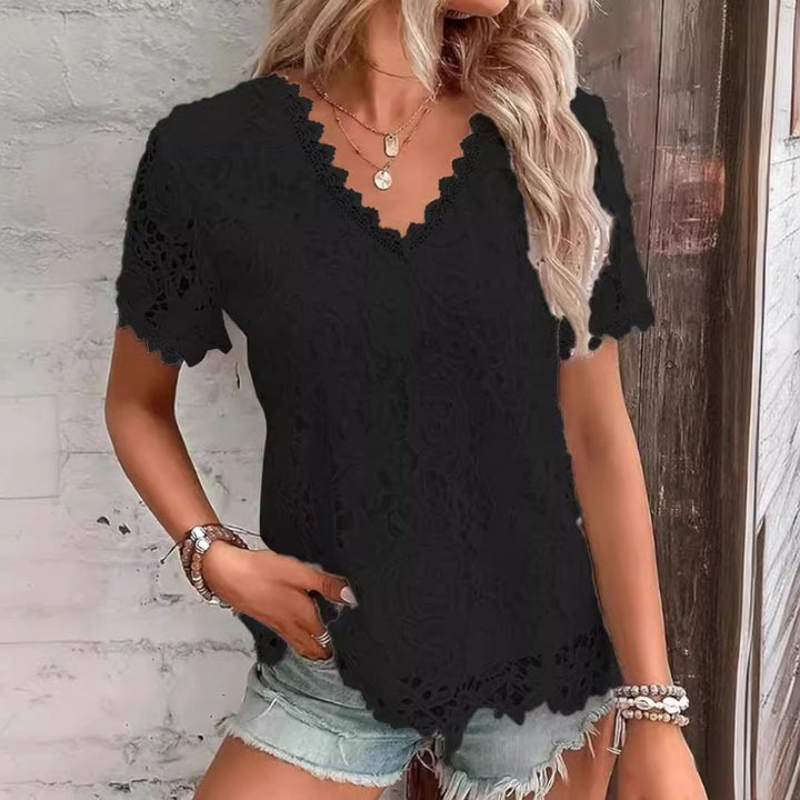 Damen Lässige Bluse mit Spitze | Vestea