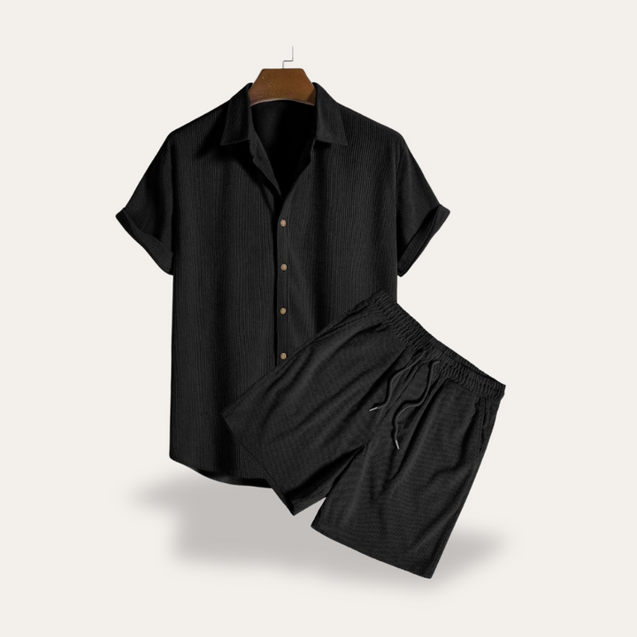 Vestea | Herren Leinen Zweiteiler Set – Kurzarm Hemd & Shorts