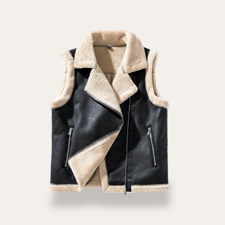 Kunstleder-Weste mit Fleece-Innenseite fur Herren | Vestea