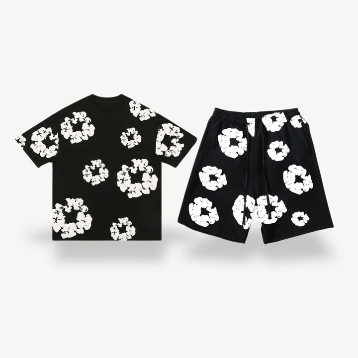 Baumwoll-Set Blumen T-Shirt & Shorts Unisex | Vestea
