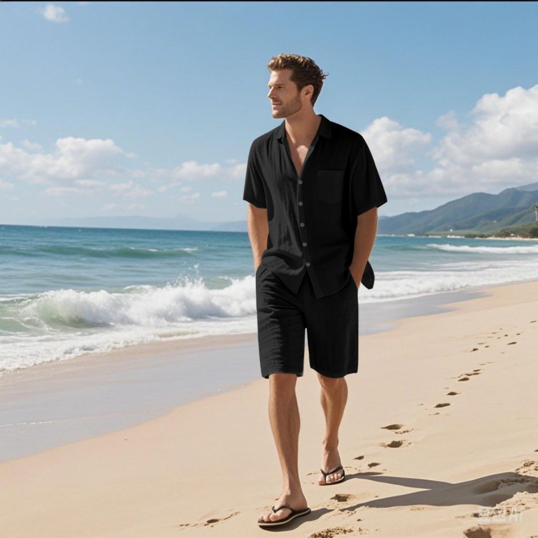 Herren Leinen Kurzarm Sommer Set | Vestea