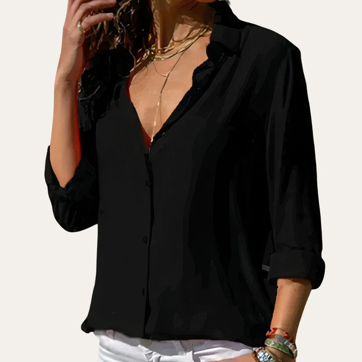 Vestea | Damen Langarm Bluse mit Knopfleiste