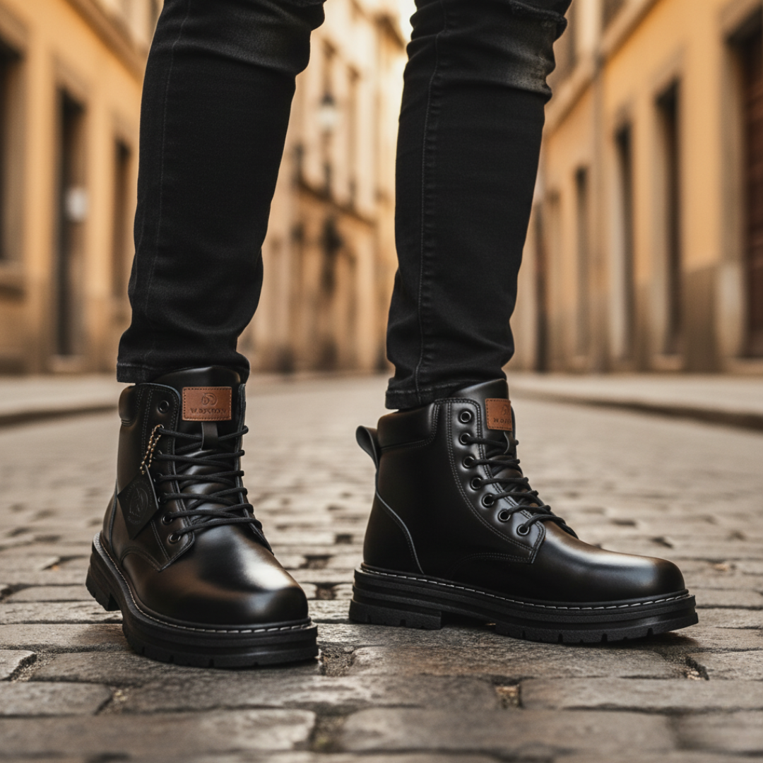 Orthopädische Stiefel Herren Kunstleder | Vestea