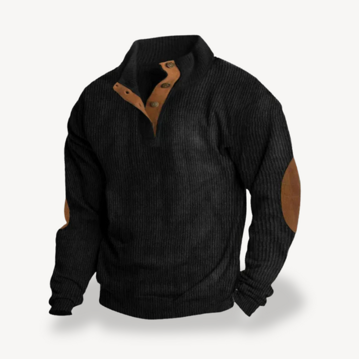 Herren Rippenpullover mit Ellenbogenpatches | Vestea