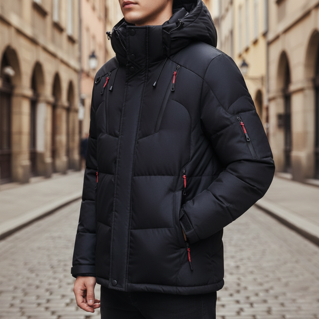 Herren Winterjacke Kapuze Materialmix | Vestea