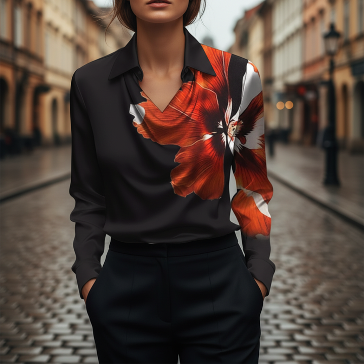 Damen Bluse Blumenprint Polyester | Vestea