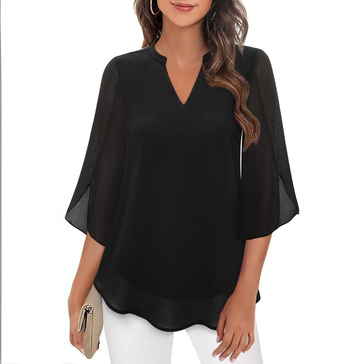 Chiffon V-Ausschnitt Bluse Damen | Vestea