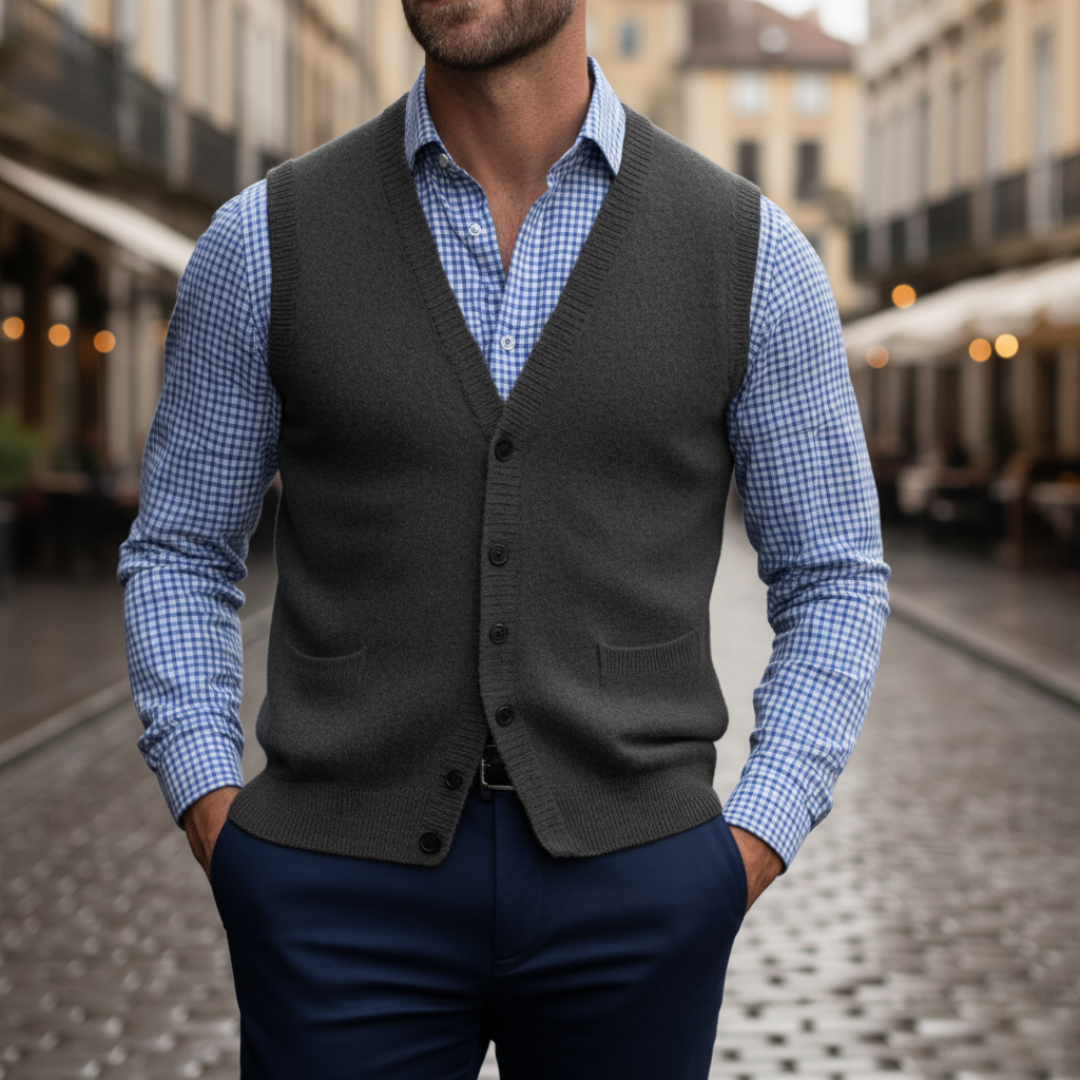 Herren Strickweste Mit Knöpfen | Vestea