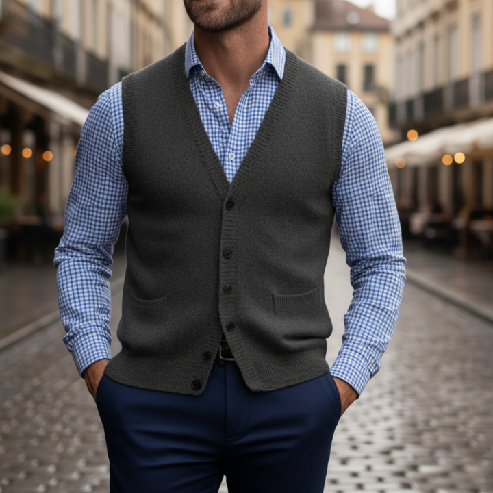 Herren Strickweste Mit Knöpfen | Vestea