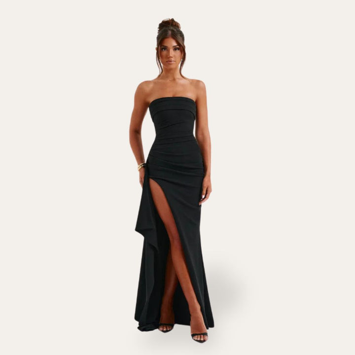Vestea | Damen trägerloses Maxikleid mit Schlitz