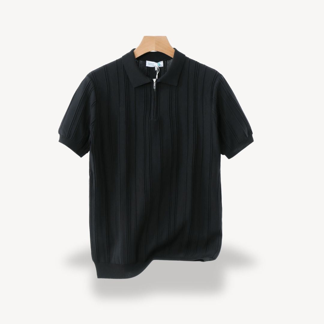 Herren Rippstrick Half-Zip Poloshirt | Vestea