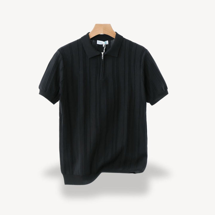 Herren Rippstrick Half-Zip Poloshirt | Vestea