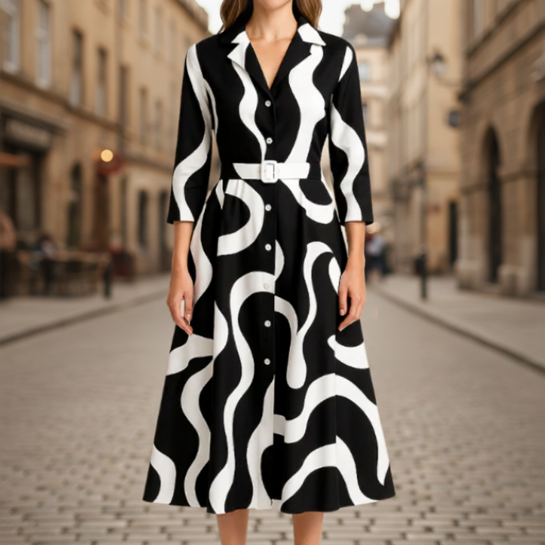 Damenkleid mit Kragen und Langarm | Vestea