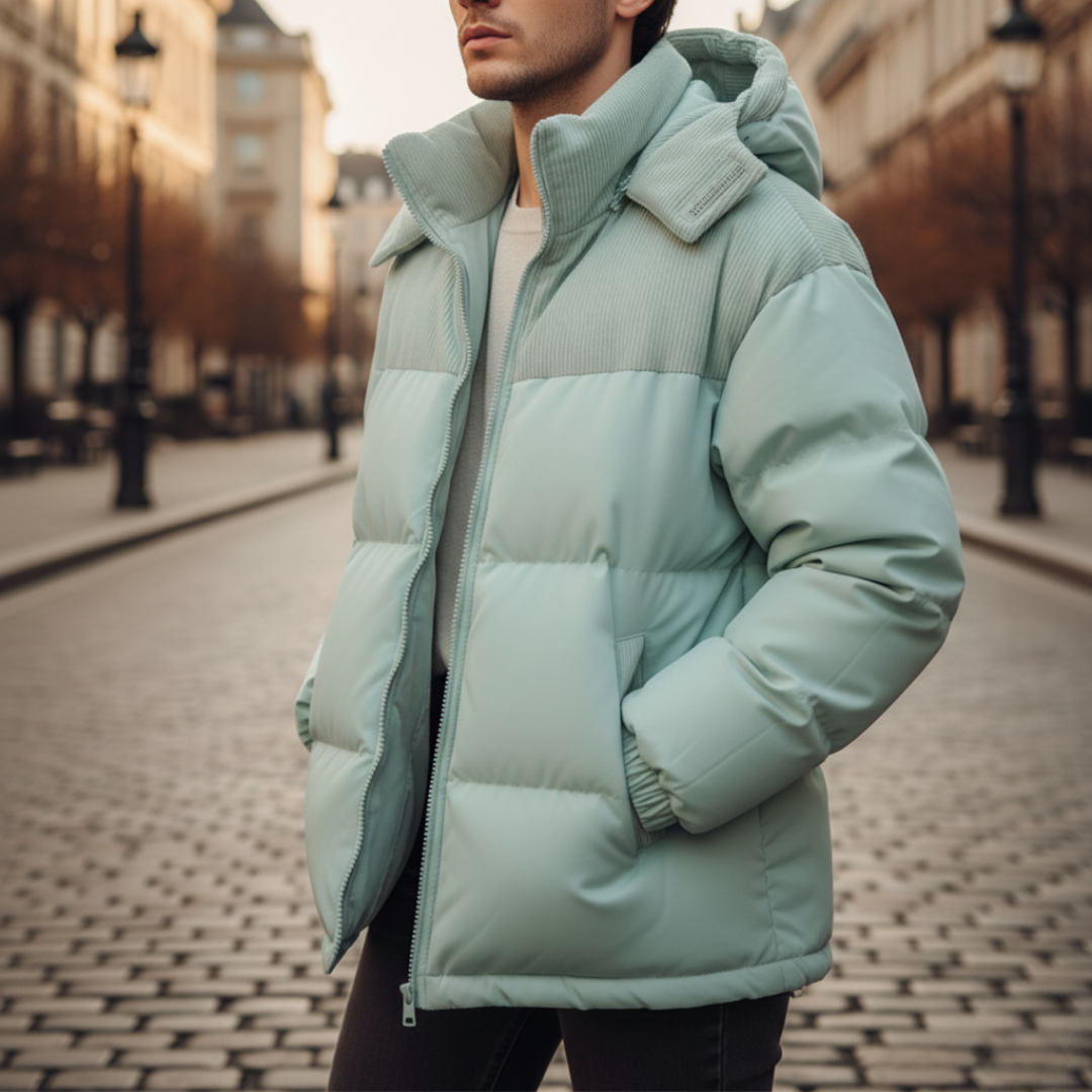 Winter down jacket for men with hood | Vestea