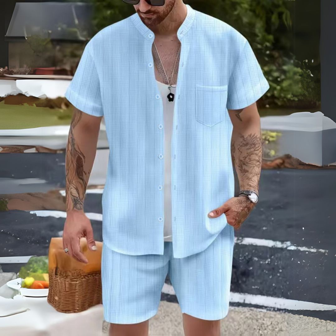 Herren Kurzarm Set aus Leinenmischung | Vestea