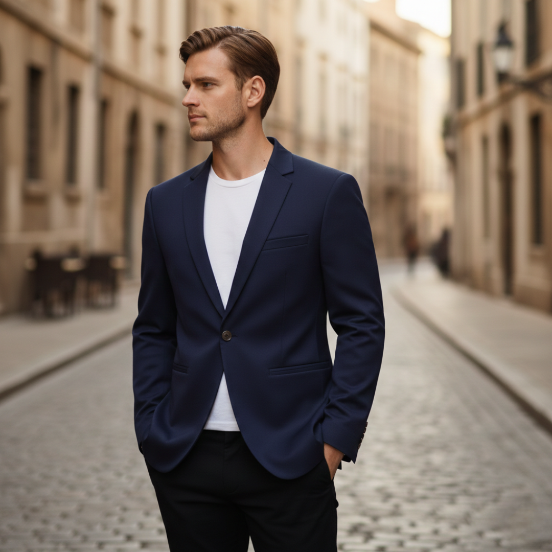 Veste blazer à un bouton coupe ajustée pour homme