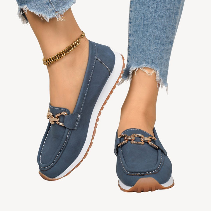 Damen Orthopädische Wildleder-Loafer mit Kette | Vestea