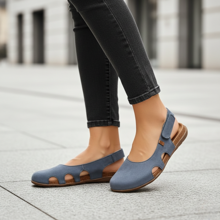 Sandalias ortopédicas para mujer con puntera cerrada y talón descubierto