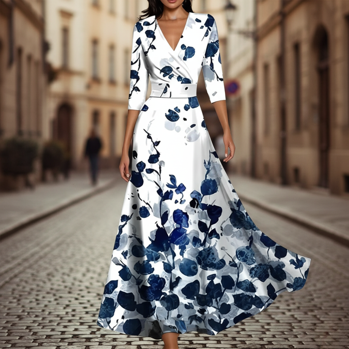 Damenkleid mit Floralprint und langen Ärmeln | Vestea