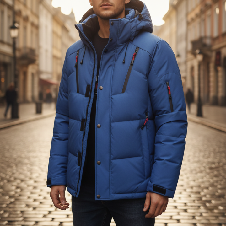 Herren Winterjacke Kapuze Materialmix | Vestea