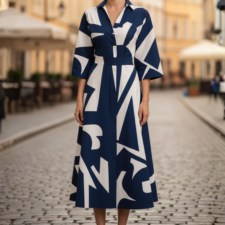 Damenkleid mit Kragen und Langarm | Vestea