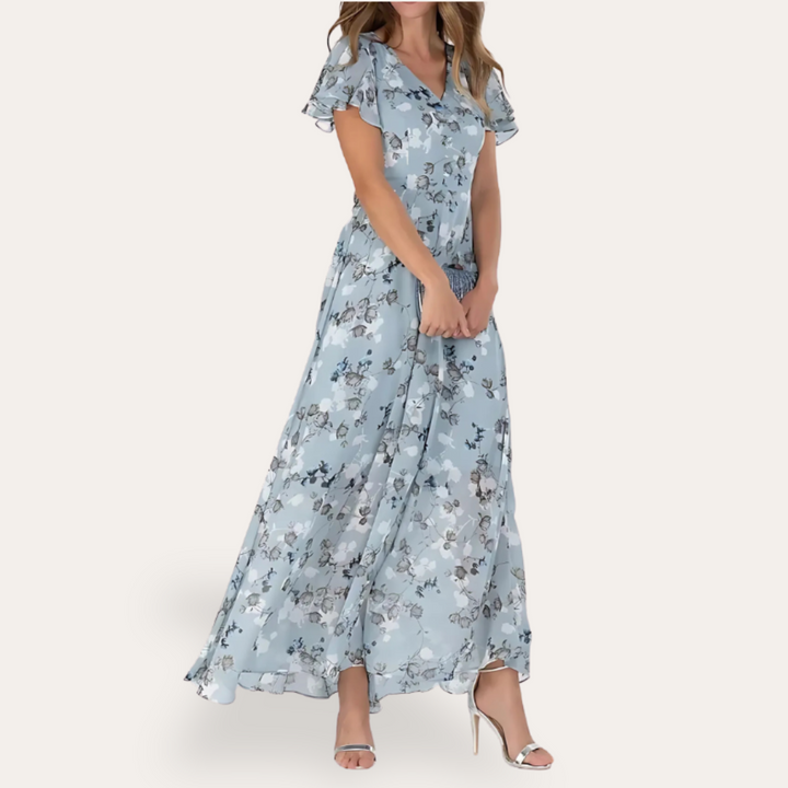 Vestea | Damen Blumen Chiffon Maxikleid