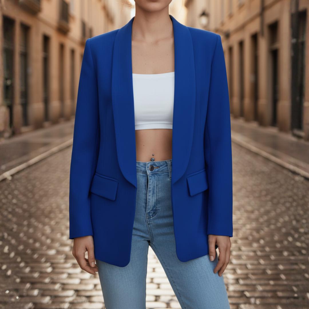 Damenjacke aus Stretchstoff mit langen Ärmeln und Taschen | Vestea