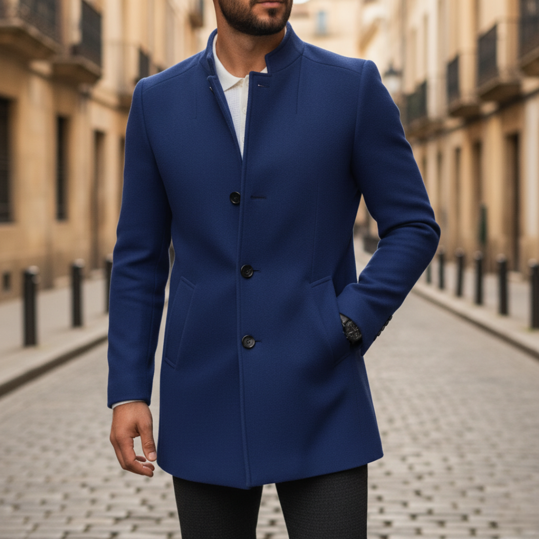 Herren Kurzmantel Stehkragen Slim Fit Wollmantel | Vestea