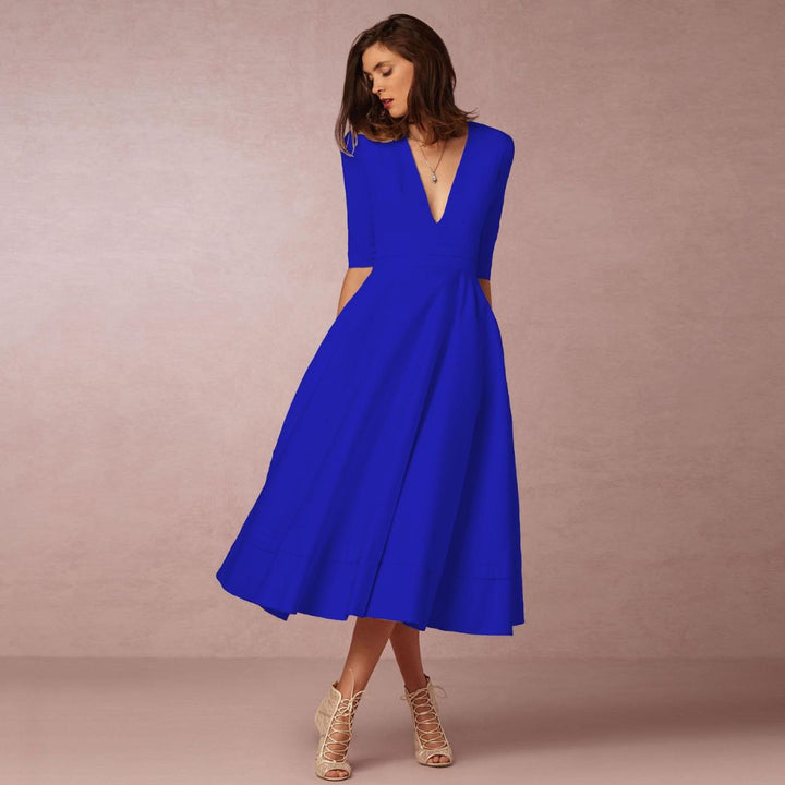 Elegantes Baumwoll Midikleid Damen | Vestea